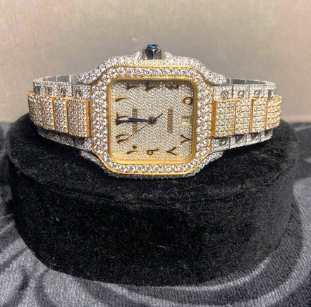 Elegant Look Arabian Style Fully Moissanite Hip Hop Watch