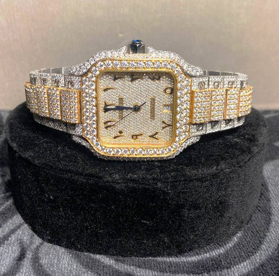 Elegant Look Arabian Style Fully Moissanite Hip Hop Watch