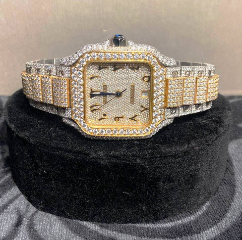 Elegant Look Arabian Style Fully Moissanite Hip Hop Watch