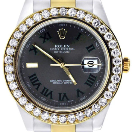 Dual Tone Moissanite Bezel Date Just Men's Watch
