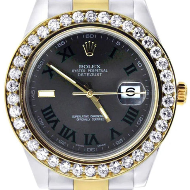 Dual Tone Moissanite Bezel Date Just Men's Watch