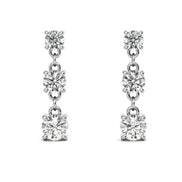 Classic Triple Moissanite Drop Earrings in White Gold