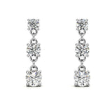 Classic Triple Moissanite Drop Earrings in White Gold