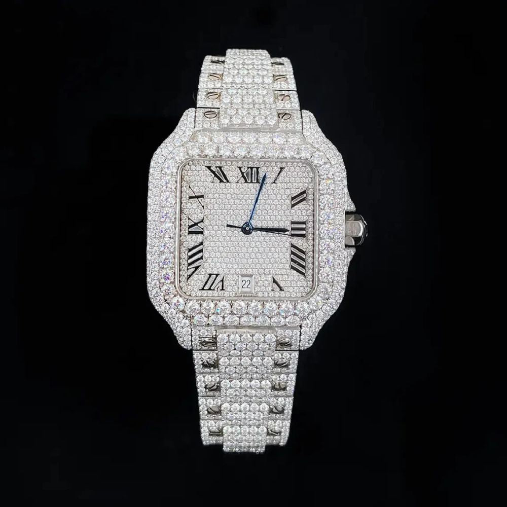 Iced Out Handmade Full White Moissanite Watch