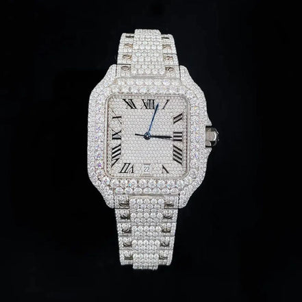 Iced Out Handmade Full White Moissanite Watch