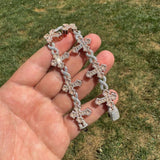 Infinity Link Cross Moissanite Dual Tone Bracelet