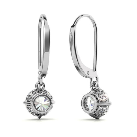 Vintage Inspired Moissanite Round Cut Earrings