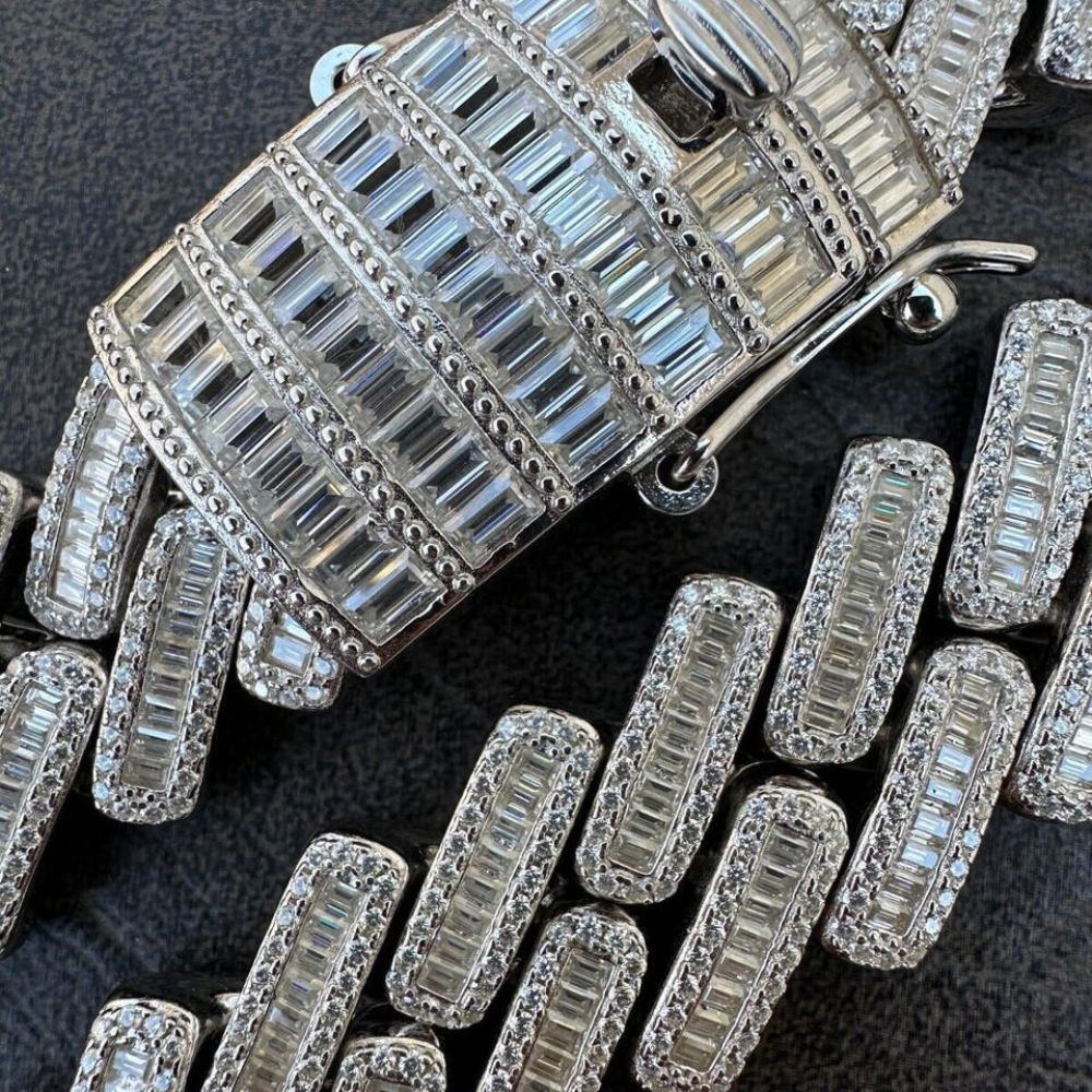 925 Sterling Silver Baguette Moissanite Bracelet