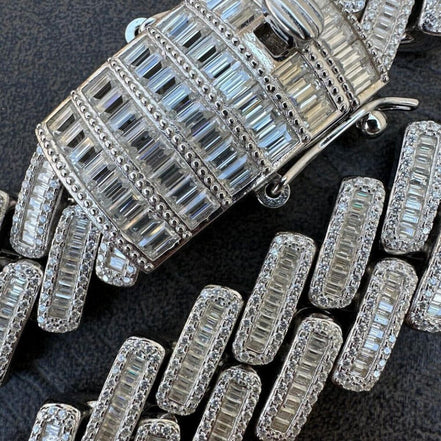 925 Sterling Silver Baguette Moissanite Bracelet