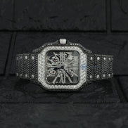 Black Moissanite Skeleton Hip Hop Wrist Watch