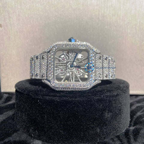 Bust Down Automatic Iced Out Skeleton Moissanite Hip Hop Watch