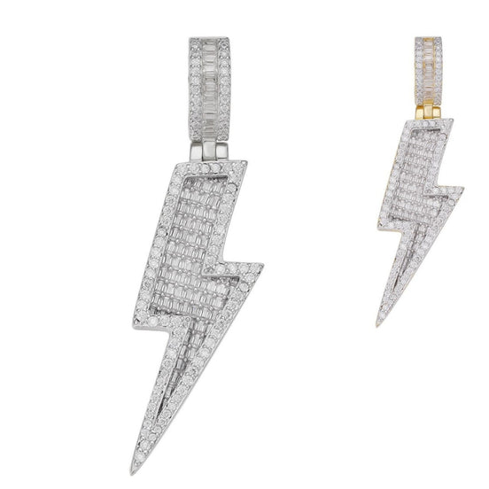 Moissanite Iced Out Lightning Bolt Pendant
