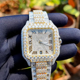 Yellow & White Moissanite Diamond Hip Hop Watch