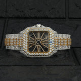 Dual Tone Skeleton VVS1 Moissanite Watch Gift For Him
