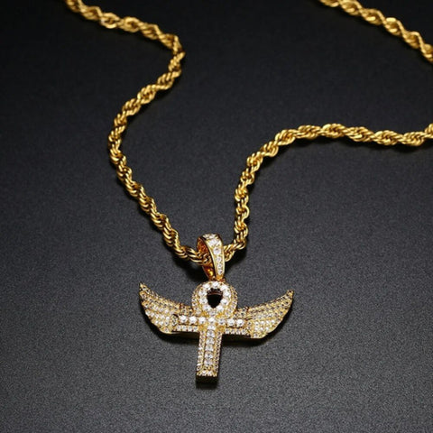 925 Silver Moissanite Angle Wing Cross Pendant For Men's