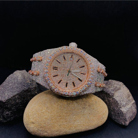 Dual Tone Luxury Moissanite Automatic Watch