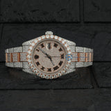 Roman Dial Stainless Steel Datejust Colorless Moissanite Wrist Watch