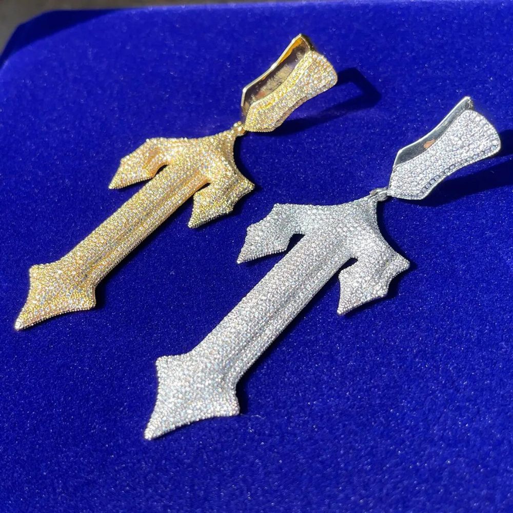 Iced Out Moissanite Letter T Pendant Hip Hop Necklace