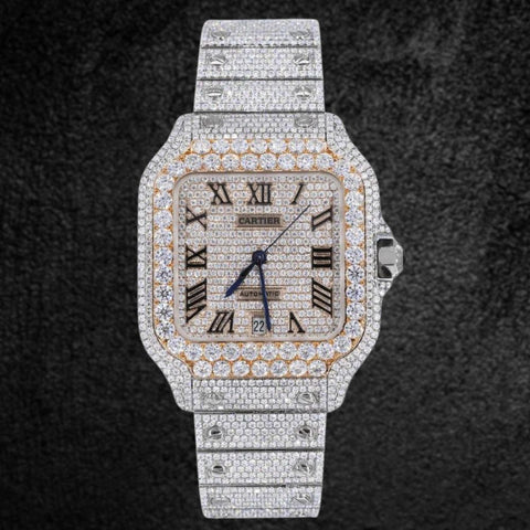 Automatic Dual Tone Hip Hop Moissanite Watch