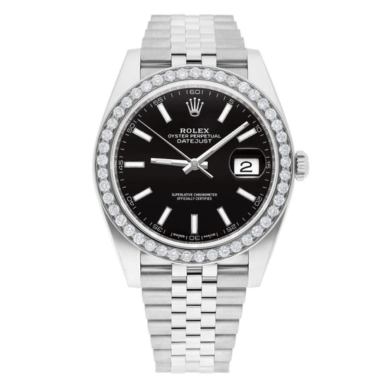 Black Color Dial Stainless Steel Moissanite Watch Gift For men's