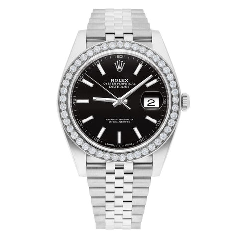 Black Color Dial Stainless Steel Moissanite Watch Gift For men's