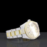 Dual Tone Roman Dial Iced Out Moissanite Expensive Watch