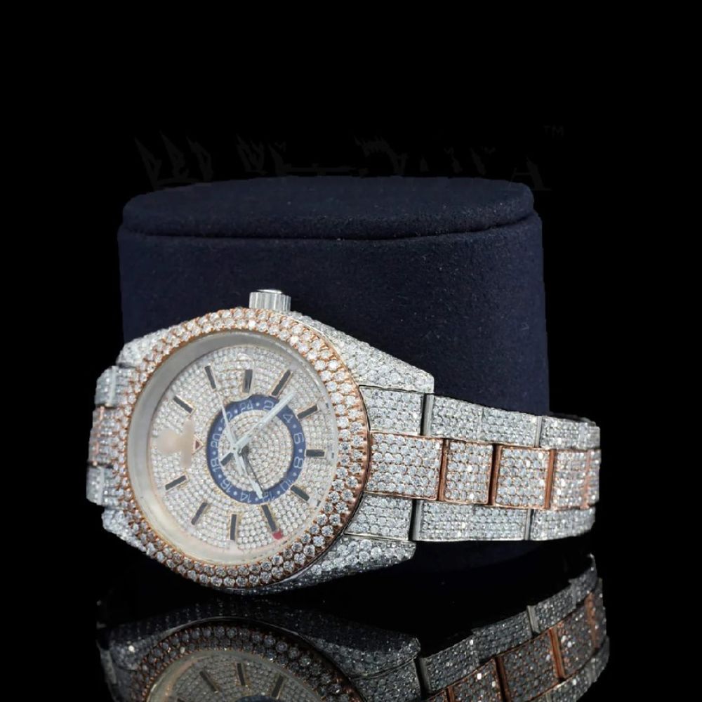 Chrono Dial Dual Tone Moissanite Wrist Watch