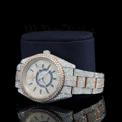 Chrono Dial Dual Tone Moissanite Wrist Watch