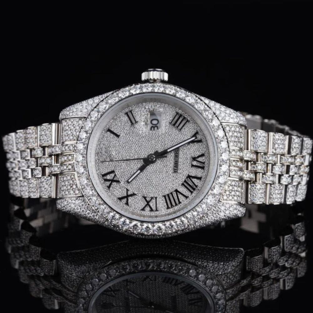 Date Just Fully Iced Out Moissanite Diamond Watch