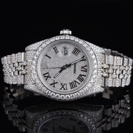 Date Just Fully Iced Out Moissanite Diamond Watch