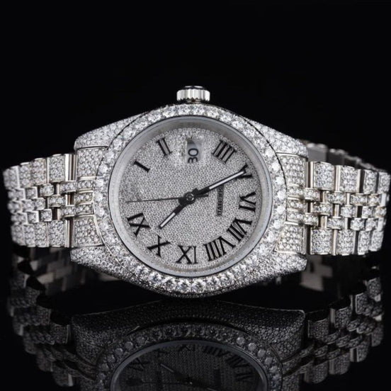 Date Just Fully Iced Out Moissanite Diamond Watch
