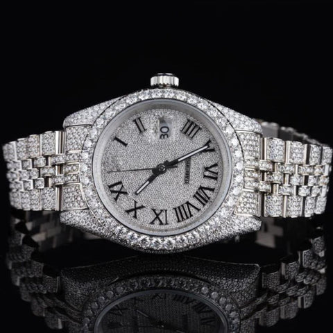 Date Just Fully Iced Out Moissanite Diamond Watch