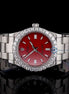 Elegant Red Dial Moissanite Diamond Automatic Watch