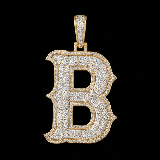 Custom B Name Latter Moissanite Unisex Pendant