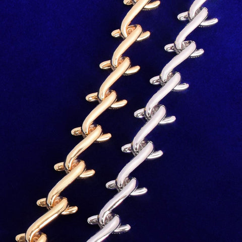 Barbed Wire Flooded Moissanite Iced Out Chain