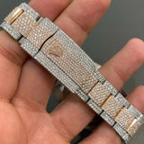 White Stick Dial Moissanite Dual Tone Hip Hop Watches