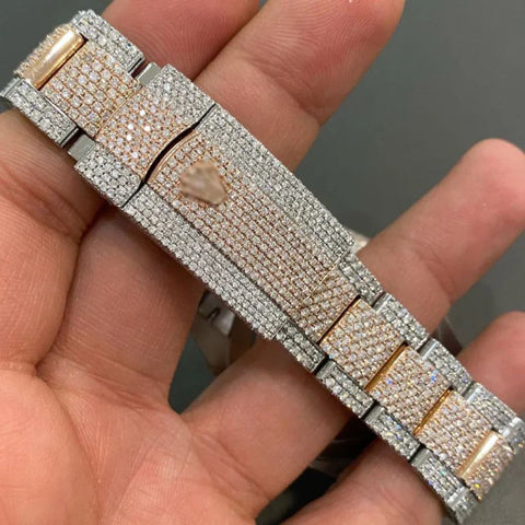 White Stick Dial Moissanite Dual Tone Hip Hop Watches