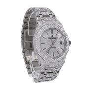 Fully Iced Out Black Stick Moissanite Automatic Watch For Men's