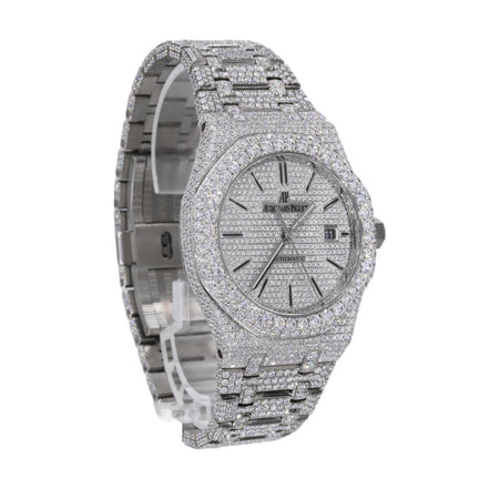 Fully Iced Out Black Stick Moissanite Automatic Watch For Men's