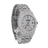 Fully Iced Out Black Stick Moissanite Automatic Watch For Men's