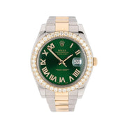 Stainless Steel Green Dial Moissanite Watch