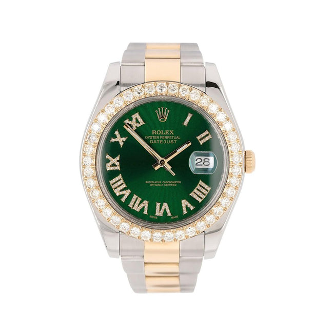 Stainless Steel Green Dial Moissanite Watch