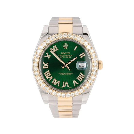 Stainless Steel Green Dial Moissanite Watch