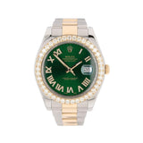 Stainless Steel Green Dial Moissanite Watch