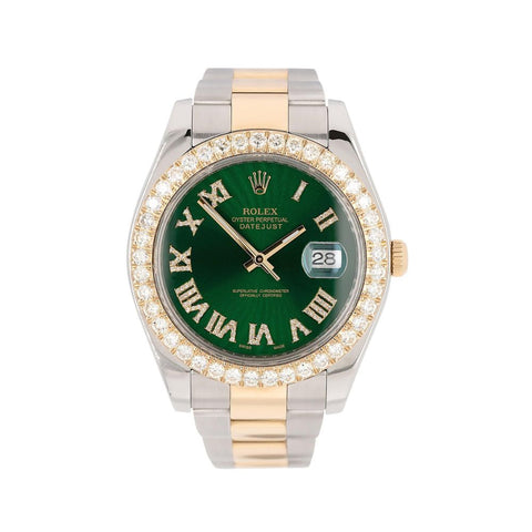 Stainless Steel Green Dial Moissanite Watch
