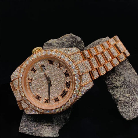 Roman Dial Datejust Hip Hop Moissanite Watch