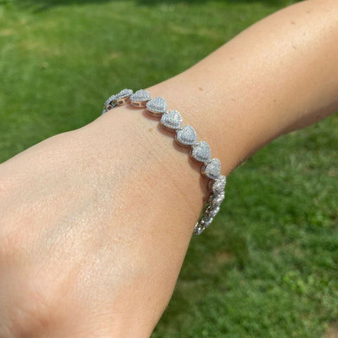 Heart Shape Iced Out Moissanite Bracelet