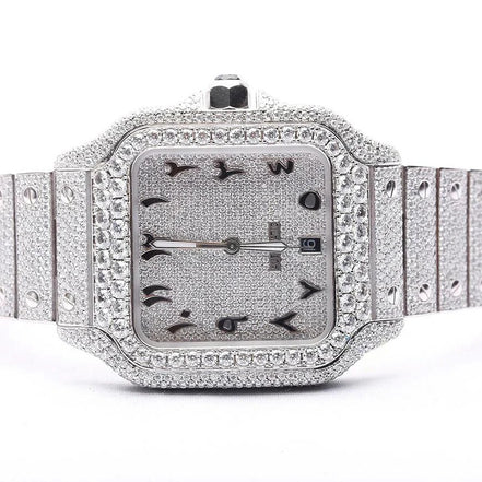 Arabic Dial Moissanite Automatic Full White Wrist Watch