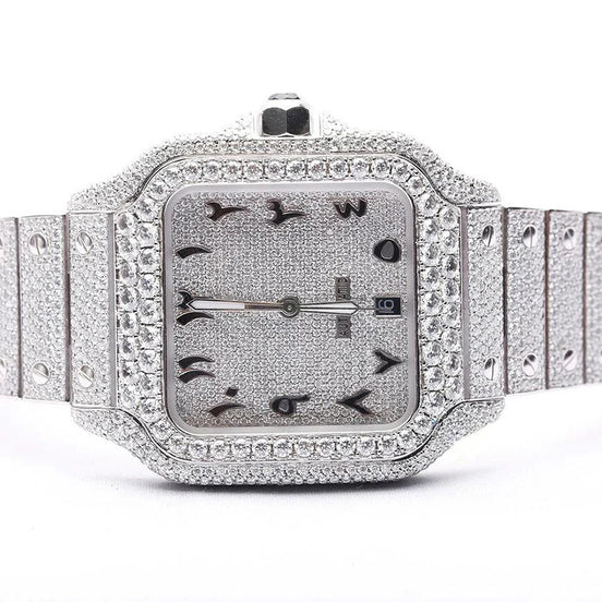 Arabic Dial Moissanite Automatic Full White Wrist Watch