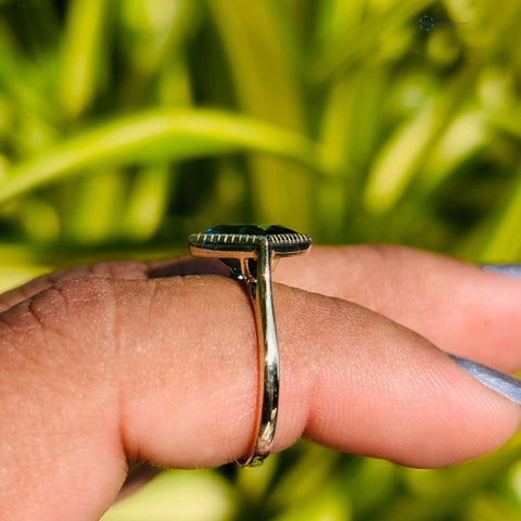 Green Princess Cut Solitaire Engagement Ring